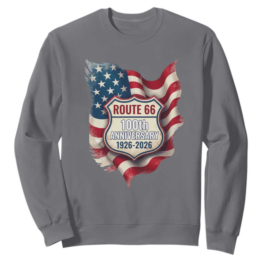 Route Highway 66 Centennial Sweatshirt Vintage American Flag Patriotic Gift TS12 Charcoal Print Your Wear