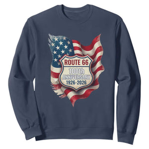 Route Highway 66 Centennial Sweatshirt Vintage American Flag Patriotic Gift TS12 Navy Print Your Wear