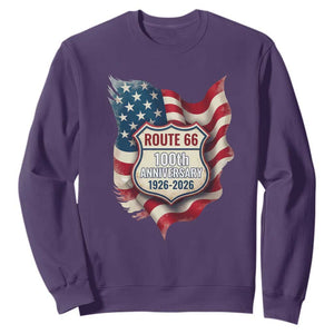 Route Highway 66 Centennial Sweatshirt Vintage American Flag Patriotic Gift TS12 Purple Print Your Wear