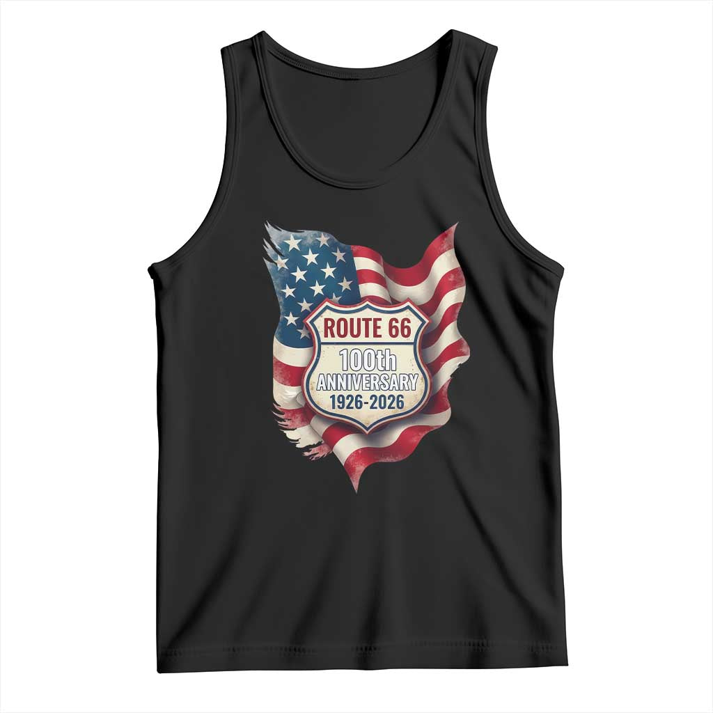 Route Highway 66 Centennial Tank Top Vintage American Flag Patriotic Gift TS12 Black Print Your Wear