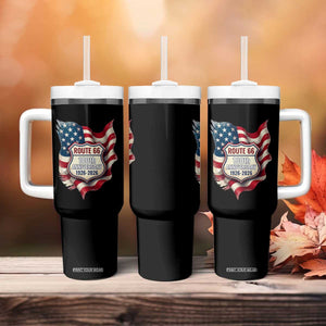 Route Highway 66 Centennial Tumbler With Handle Vintage American Flag Patriotic Gift TS12 Print Your Wear