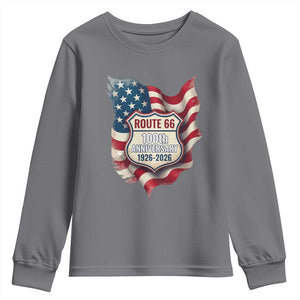Route Highway 66 Centennial Youth Sweatshirt Vintage American Flag Patriotic Gift TS12 Charcoal Print Your Wear