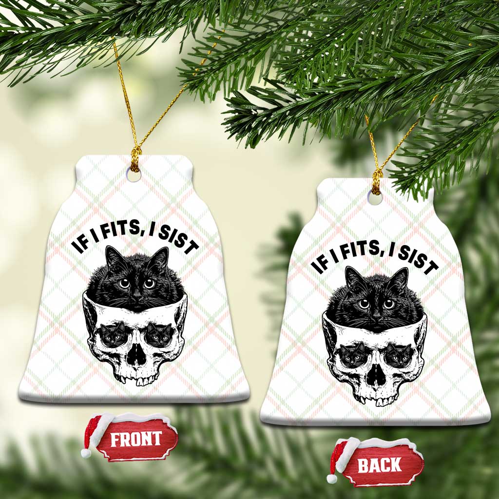 If I Fits I Sits Black Cat Skull Ceramic Ornament Gothic Dark Humor Gift TS12 Print Your Wear