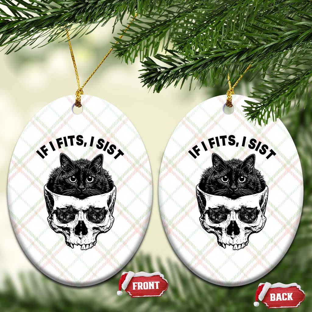 If I Fits I Sits Black Cat Skull Ceramic Ornament Gothic Dark Humor Gift TS12 Print Your Wear