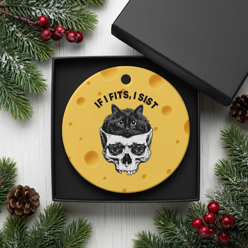 If I Fits I Sits Black Cat Skull Ceramic Ornament Gothic Dark Humor Gift TS12 1pc Yellow Cheese Print Your Wear