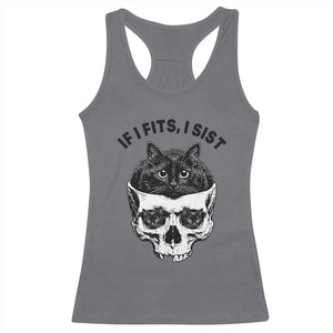 If I Fits I Sits Black Cat Skull Racerback Tank Top Gothic Dark Humor Gift TS12 Charcoal Print Your Wear