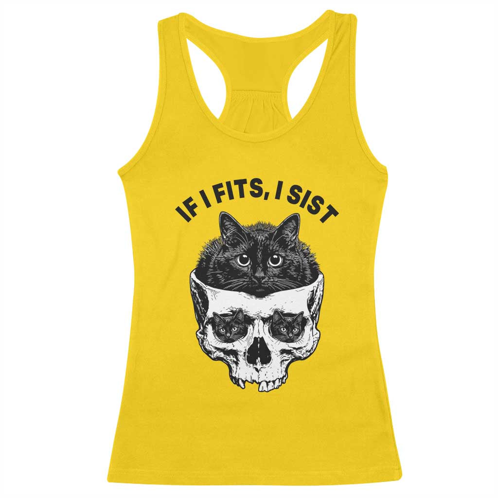 If I Fits I Sits Black Cat Skull Racerback Tank Top Gothic Dark Humor Gift TS12 Daisy Print Your Wear