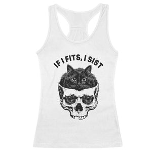 If I Fits I Sits Black Cat Skull Racerback Tank Top Gothic Dark Humor Gift TS12 White Print Your Wear
