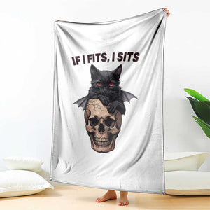 Gothic Cat Skull Graphic Throw Blanket If I Fits I Sits Creepy Cute Gift TS12 Print Your Wear