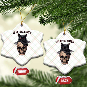 Gothic Cat Skull Graphic Ceramic Ornament If I Fits I Sits Creepy Cute Gift TS12 Print Your Wear