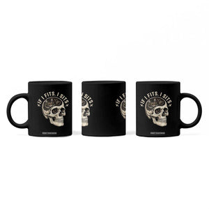 Funny Gothic Black Cat Skull Coffee Mug If I Fits I Sits TS12 Print Your Wear
