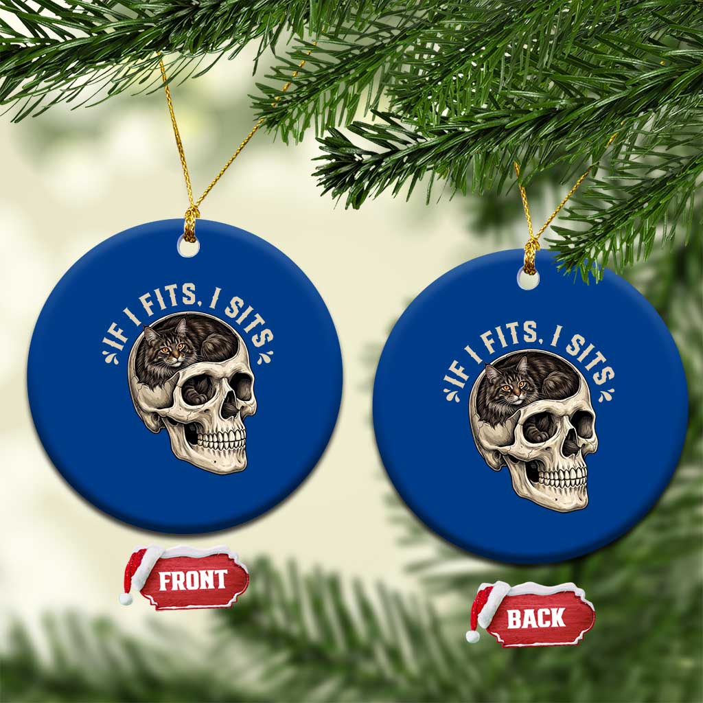 Funny Gothic Black Cat Skull Ceramic Ornament If I Fits I Sits TS12 1pc Blue Print Your Wear
