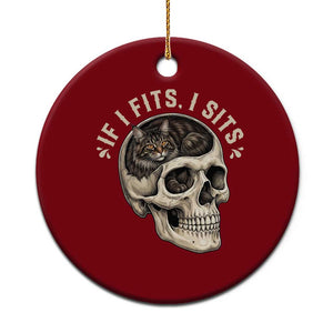 Funny Gothic Black Cat Skull Ceramic Ornament If I Fits I Sits TS12 1pc Red Print Your Wear