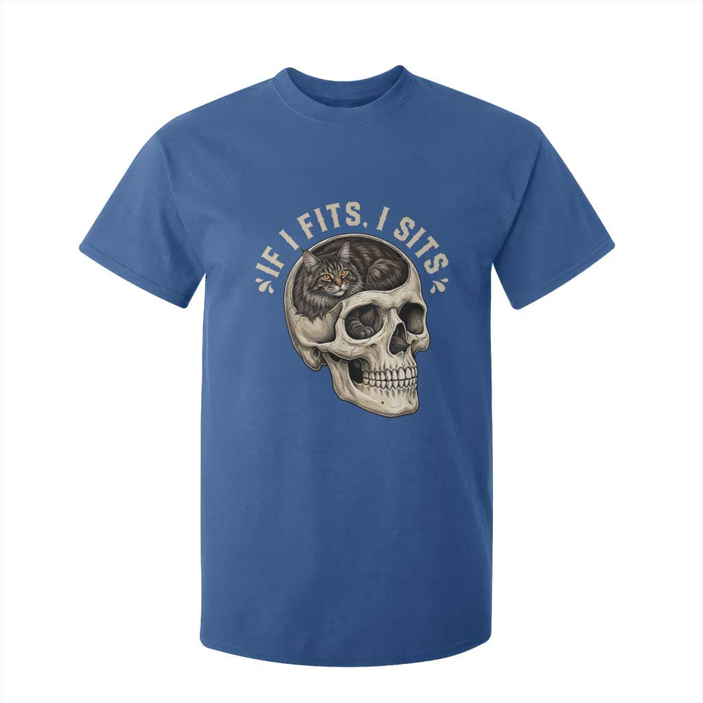 Funny Gothic Black Cat Skull T Shirt For Kid If I Fits I Sits TS12 Royal Blue Print Your Wear