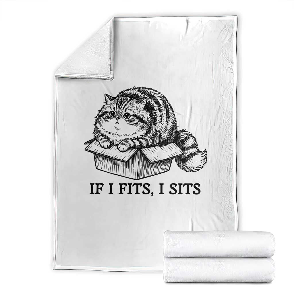 If I Fits I Sits Throw Blanket Chubby Kitty Funny Cat Lover Gift TS12 White Print Your Wear