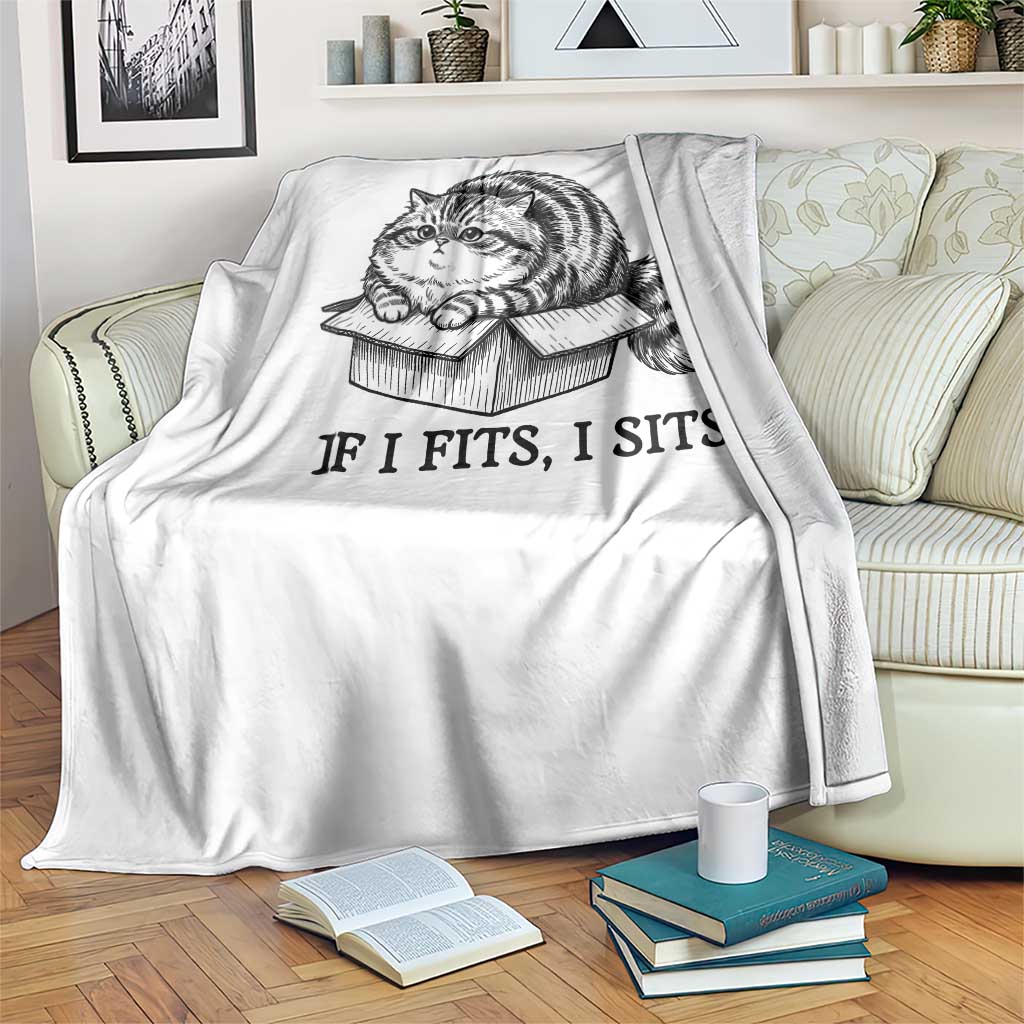 If I Fits I Sits Throw Blanket Chubby Kitty Funny Cat Lover Gift TS12 Print Your Wear