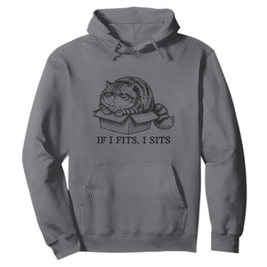 If I Fits I Sits Hoodie Chubby Kitty Funny Cat Lover Gift TS12 Charcoal Print Your Wear