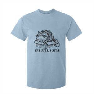 If I Fits I Sits T Shirt For Kid Chubby Kitty Funny Cat Lover Gift TS12 Light Blue Print Your Wear