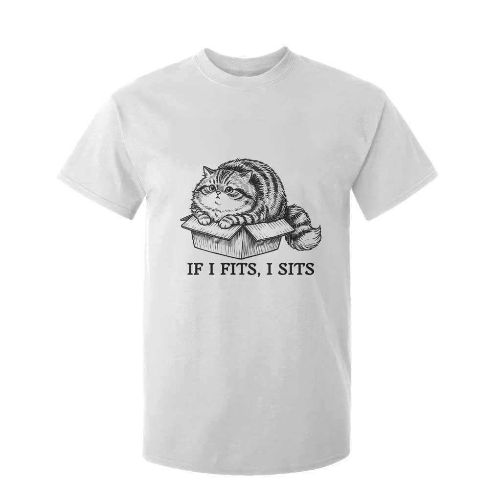 If I Fits I Sits T Shirt For Kid Chubby Kitty Funny Cat Lover Gift TS12 White Print Your Wear