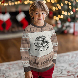If I Fits I Sits Ugly Christmas Sweater Chubby Kitty Funny Cat Lover Gift TS12 Mocha Mousse Print Your Wear