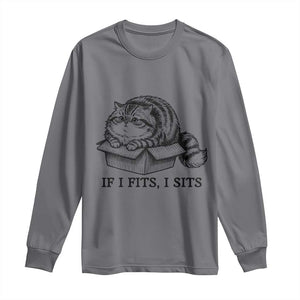 If I Fits I Sits Long Sleeve Shirt Chubby Kitty Funny Cat Lover Gift TS12 Charcoal Print Your Wear