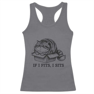 If I Fits I Sits Racerback Tank Top Chubby Kitty Funny Cat Lover Gift TS12 Charcoal Print Your Wear