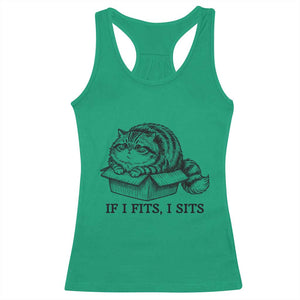 If I Fits I Sits Racerback Tank Top Chubby Kitty Funny Cat Lover Gift TS12 Irish Green Print Your Wear