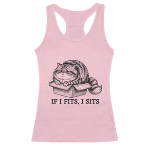 If I Fits I Sits Racerback Tank Top Chubby Kitty Funny Cat Lover Gift TS12 Light Pink Print Your Wear