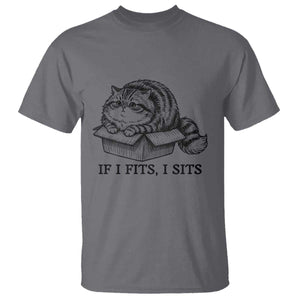 If I Fits I Sits T Shirt Chubby Kitty Funny Cat Lover Gift TS12 Charcoal Print Your Wear