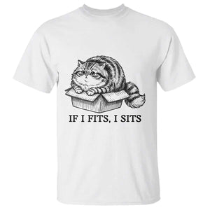 If I Fits I Sits T Shirt Chubby Kitty Funny Cat Lover Gift TS12 White Print Your Wear