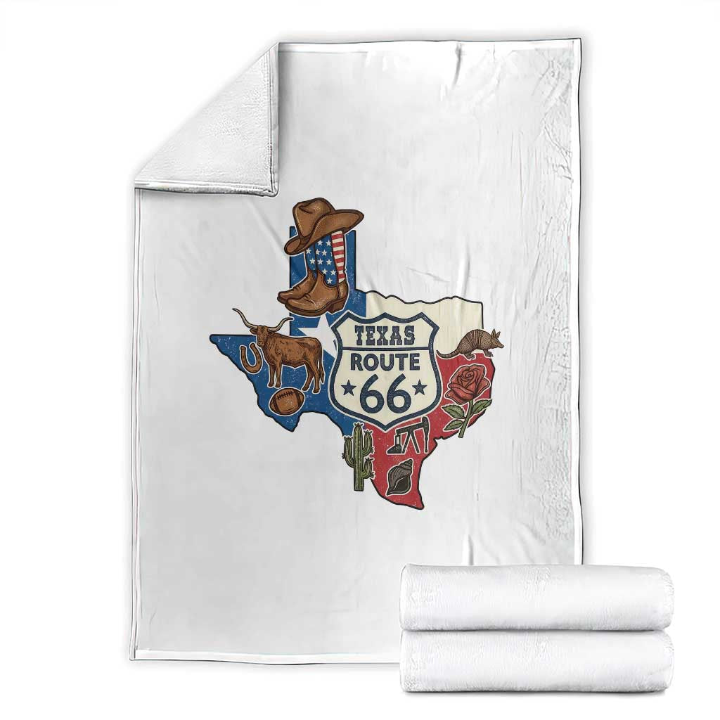 Texas Route Highway 66 Adventure Throw Blanket Desert Road Trip Graphic TS12 White Print Your Wear