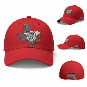 Texas Route Highway 66 Adventure Baseball Cap Desert Road Trip Graphic TS12 Baseball Cap Universal Fit Red Print Your Wear