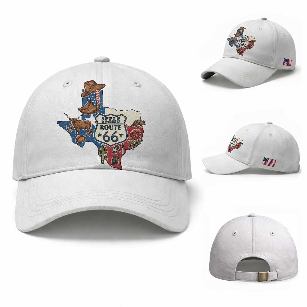 Texas Route Highway 66 Adventure Baseball Cap Desert Road Trip Graphic TS12 Baseball Cap Universal Fit White Print Your Wear