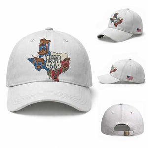 Texas Route Highway 66 Adventure Baseball Cap Desert Road Trip Graphic TS12 Baseball Cap Universal Fit White Print Your Wear