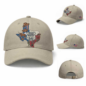 Texas Route Highway 66 Adventure Baseball Cap Desert Road Trip Graphic TS12 Baseball Cap Universal Fit Beige Print Your Wear