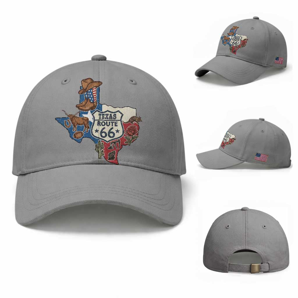 Texas Route Highway 66 Adventure Baseball Cap Desert Road Trip Graphic TS12 Baseball Cap Universal Fit Sport Gray Print Your Wear