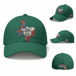Texas Route Highway 66 Adventure Baseball Cap Desert Road Trip Graphic TS12 Baseball Cap Universal Fit Irish Green Print Your Wear