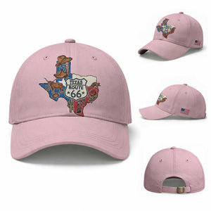 Texas Route Highway 66 Adventure Baseball Cap Desert Road Trip Graphic TS12 Baseball Cap Universal Fit Light Pink Print Your Wear