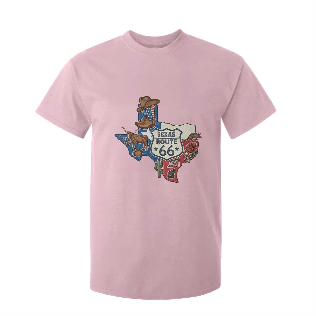 Texas Route Highway 66 Adventure T Shirt For Kid Desert Road Trip Graphic TS12 Light Pink Print Your Wear