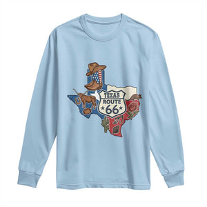 Texas Route Highway 66 Adventure Long Sleeve Shirt Desert Road Trip Graphic TS12 Light Blue Print Your Wear