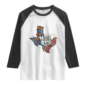 Texas Route Highway 66 Adventure Raglan Shirt Desert Road Trip Graphic TS12 White Black Print Your Wear