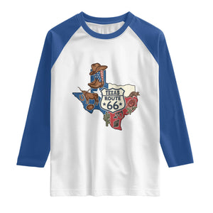 Texas Route Highway 66 Adventure Raglan Shirt Desert Road Trip Graphic TS12 White Royal Print Your Wear
