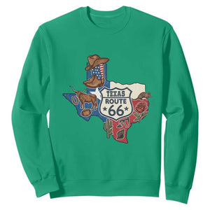 Texas Route Highway 66 Adventure Sweatshirt Desert Road Trip Graphic TS12 Irish Green Print Your Wear