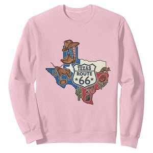 Texas Route Highway 66 Adventure Sweatshirt Desert Road Trip Graphic TS12 Light Pink Print Your Wear