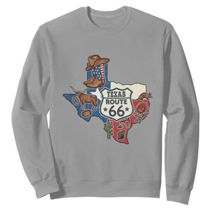Texas Route Highway 66 Adventure Sweatshirt Desert Road Trip Graphic TS12 Sport Gray Print Your Wear