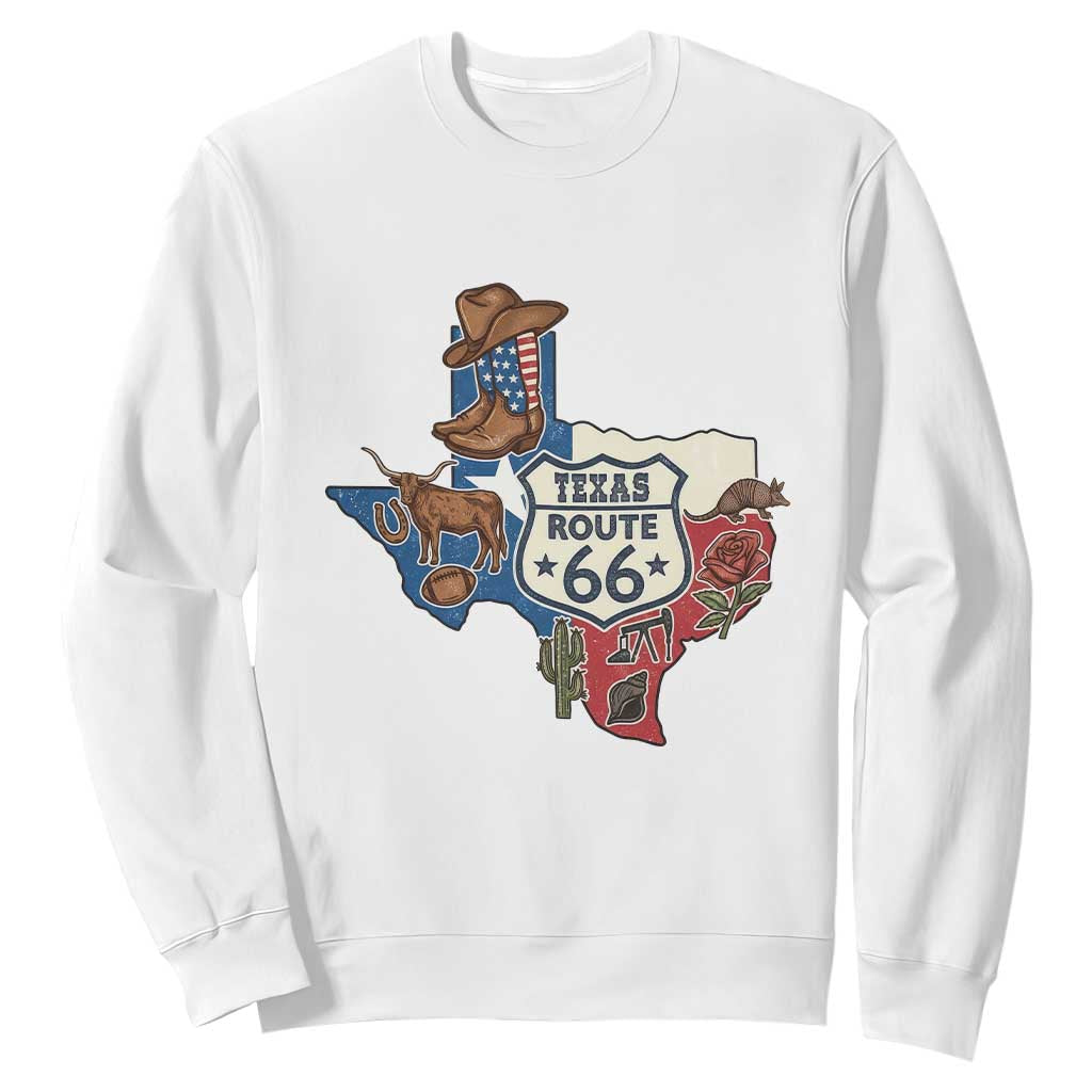 Texas Route Highway 66 Adventure Sweatshirt Desert Road Trip Graphic TS12 White Print Your Wear