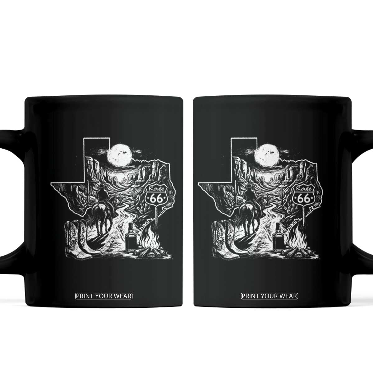 The Mother Road Texas Panhandle Coffee Mug Vintage Desert Road Trip TS12 Black Print Your Wear