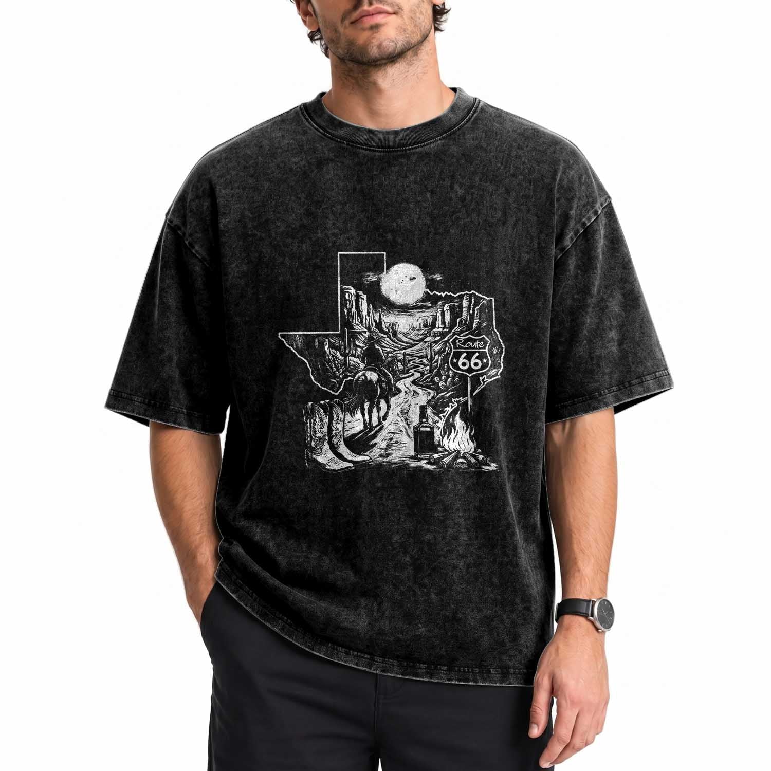 The Mother Road Texas Panhandle Washed Cotton T-Shirt Vintage Desert Road Trip