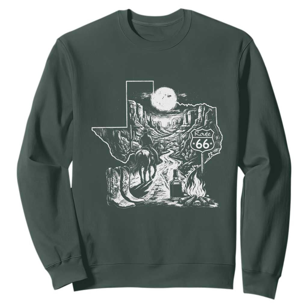 The Mother Road Texas Panhandle Sweatshirt Vintage Desert Road Trip TS12 Dark Forest Green Print Your Wear