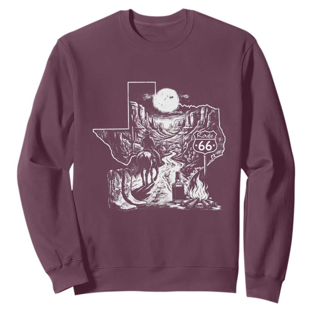 The Mother Road Texas Panhandle Sweatshirt Vintage Desert Road Trip TS12 Maroon Print Your Wear